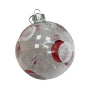 CLEAR WITH RED AND WHITE SPOT GLASS BALL (12)