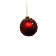 RED GLASS BALL WITH GOLD DIAMOND DROPS (12)