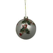8CMD WHITE BALL WITH HOLLY GLASS HANGER (12)