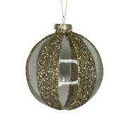 glitter bronze/Clear stripe glass ball hanger (12)