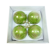 BOXED SET4 FADED GREEN GLASS BAUBLE (2)