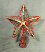 RED GLITTER STAR WITH GOLD SEQUIN TREE TOPPER