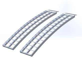 512 USA Aluminium Ramps (Pair) Arched, Total Capacity 1134Kg. Each Ramp is1.5M (5Ft) Long x 300mm (12”) Wide