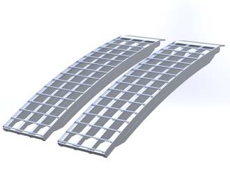 516HHD USA Aluminium Ramps (Pair) Arched. Total Capacity 4500Kg. Each Ramp :1.5M (5Ft) Long x 400mm (16”) Wide