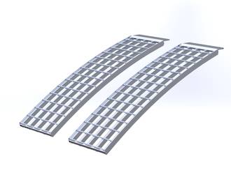 516H USA Aluminium Ramps (Pair) Arched,. Total Capacity 2268Kg. Each Ramp :1.5M (5Ft) Long x 406mm (16”) Wide