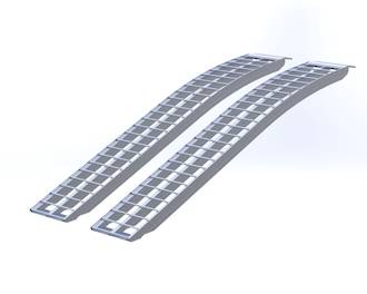 712H USA Aluminium Ramps (Pair) Heavy Duty Arched. Total Capacity 1360Kg. Each Ramp :2.2M (7’ 4”) Long X 300mm (12”) Wide