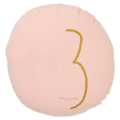 Bed & Philosophy pure linen Round 'Number' cushion in Blush (available to order)
