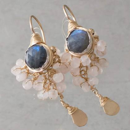 Earrings Goddess labradorite & rose quartz - n° 331 (sold out)