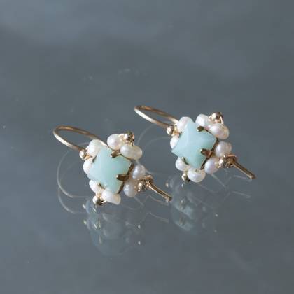 Earrings Victoria amazonite & pearls - n° 388 (sold)