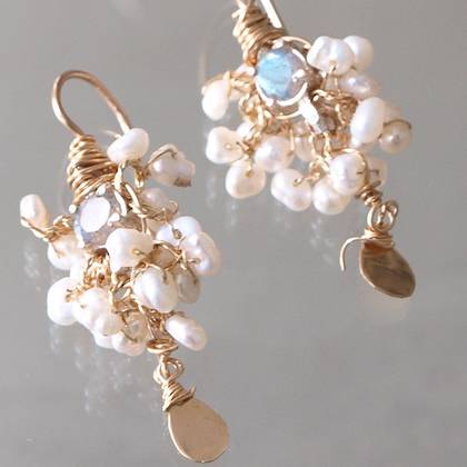 Earrings Fairy pearls & labradorite - n° 60