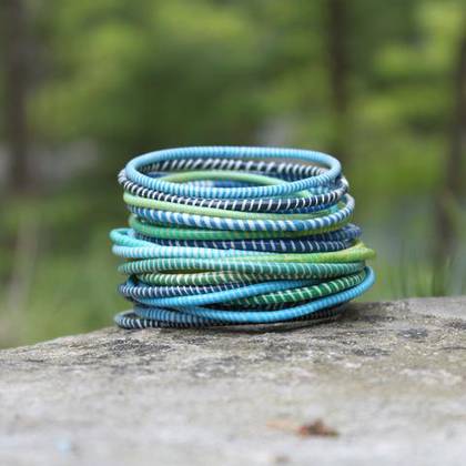 Jokko Bracelets from Mali Africa - Ocean Breeze Set of 8
