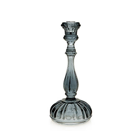 Portuguese Glass Candlestick - Round Grey (available to order)
