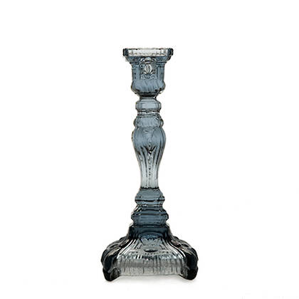 Portuguese Glass Candlestick - Blue-Grey (available to order)