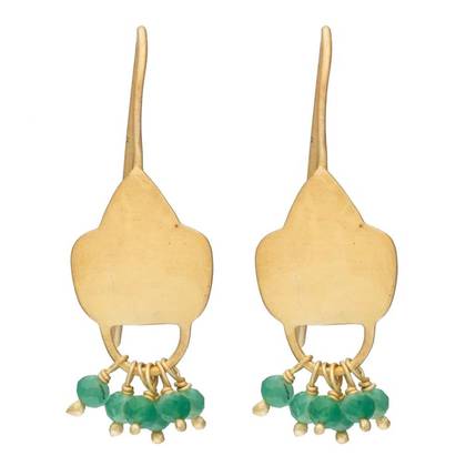 Earrings  - Gold Plate Green Aventurine Shield (sold out)