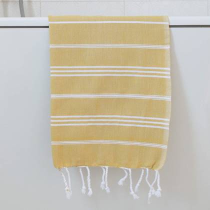 Turkish Cotton Large Hand Towel - Mustard / White (sold out)