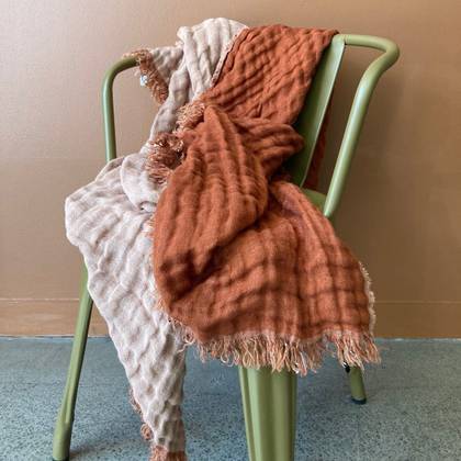 Double sided Pure Linen Throw 135x200cm in Brick & Blush (sold out)