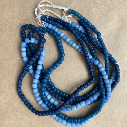 Recycled Glass Beads - 3 strands in Blue