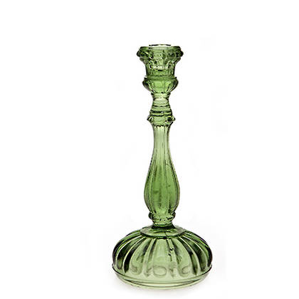 Portuguese Glass Candlestick - Round Green (available to order)