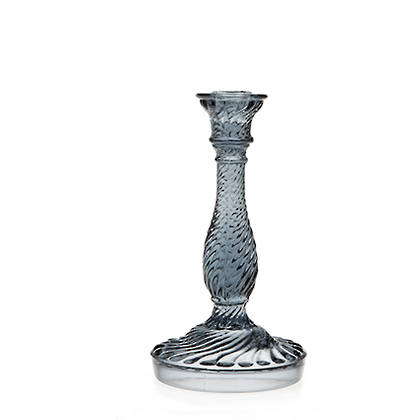 Portuguese Glass Candlestick - Twist Grey (available to order)
