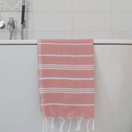 Turkish Cotton Large Hand Towel - Copper / White (sold out)