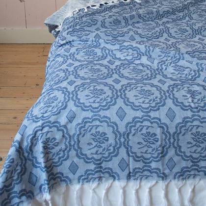 Turkish Cotton Bedcover - Navy Blue (sold out)
