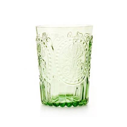 Fleur de Lys Light Green Glass tumbler - set of 4 (available to order)