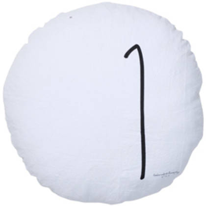 Bed & Philosophy pure linen Round 'Number' cushion in White (available to order)