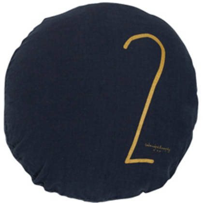 Bed & Philosophy pure linen Round 'Number' cushion in Charbon (available to order)