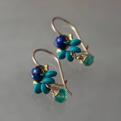 Earrings Dancer lapis & turquoise - n° 314