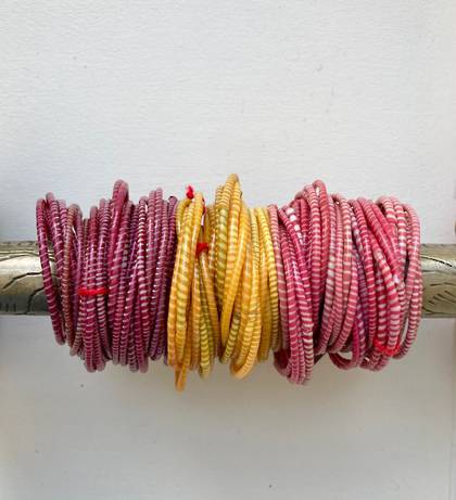 Jokko Bracelets from Mali Africa - set of 6 Yellow & red