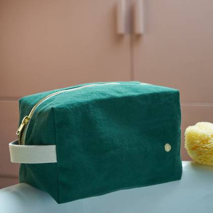 Toiletry Bag Organic Cotton Cube - Green