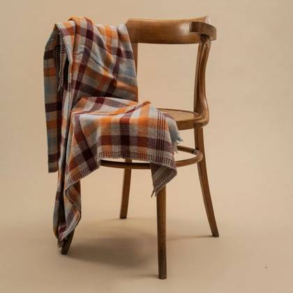 French 100% Wool Blanket / Throw - design n°77 Terracotta