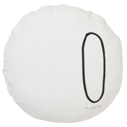 Bed & Philosophy pure linen Round 'Number' cushion in Plume