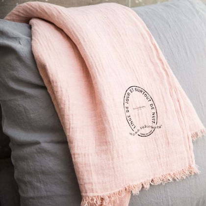 Bed & Philosophy Linen Throw in Blush (available to order)