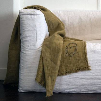 Bed & Philosophy Pure Linen Throw - Kaki