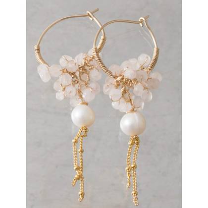 Earrings Gipsy rose quartz & pearl - n° 328 (sold out)