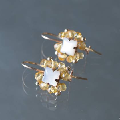 Earrings Victoria white crystal & citrine - n° 386
