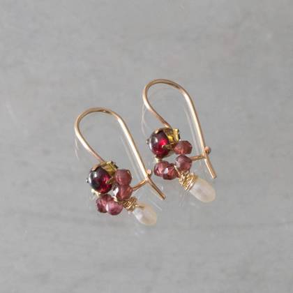Earrings garnet & brown crystal - n° 338