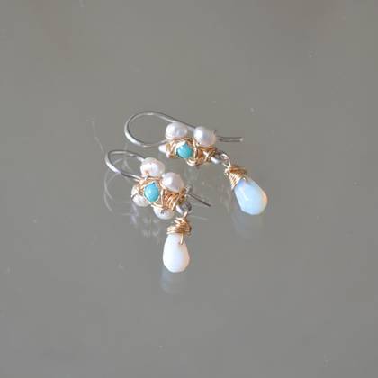 Earrings Jasmine & turquoise - n° 142