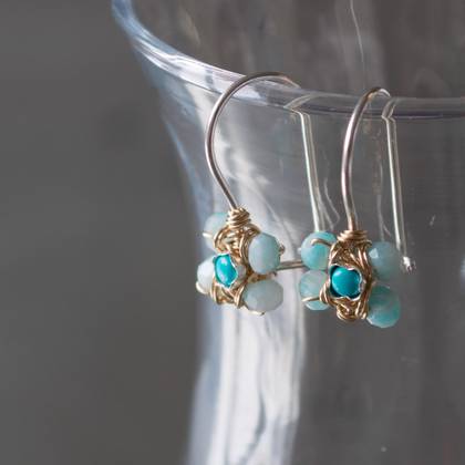 Earrings  Jasmine mini amazonite & turquoise - n° 412