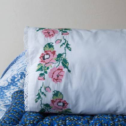 Turkish Embroidered Floral Cushion - size 65x35cm (sold out)