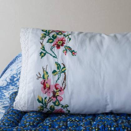 Turkish Embroidered Floral Cushion - size 75x35cm (sold out)