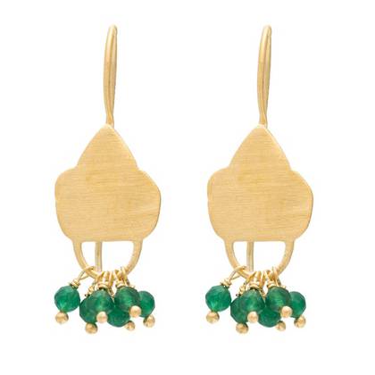 Earrings  - Gold Plate Shield with Green Aventurine Beads (sold)