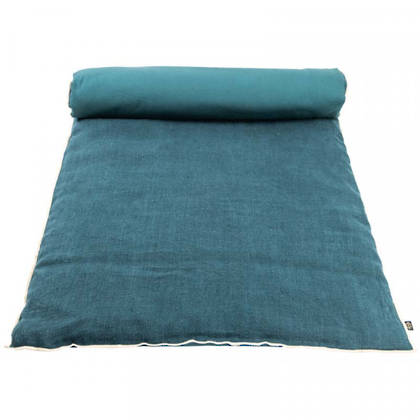 French Linen Sofa Mattress in Deep Sea Blue - washable