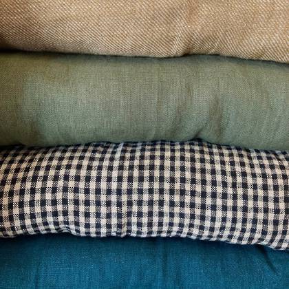 French Printed Linen Sofa Mattress in Kaki - washable