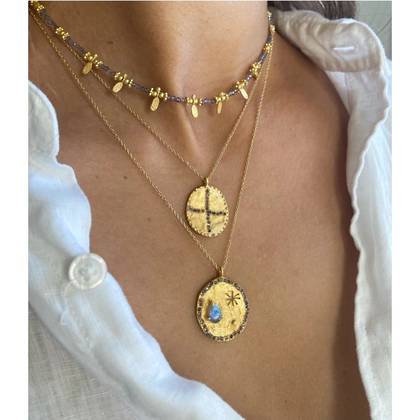 Necklace - Iolite Cross