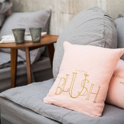 Bed & Philosophy pure linen Molly Cushion in Blush (available to order)