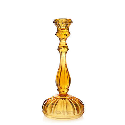 Portuguese Glass Candlestick - Round Amber (sold out)