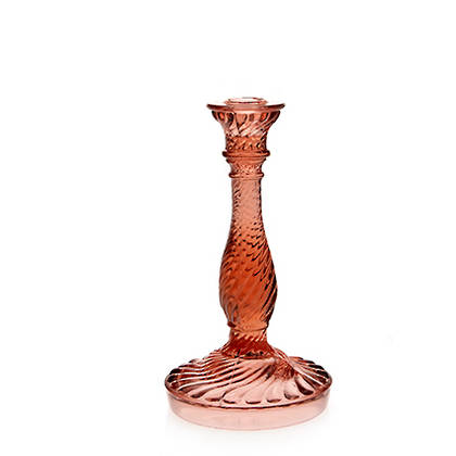 Portuguese Glass Candlestick - Twist Pink (available to order)