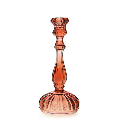 Portuguese Glass Candlestick - Round Pink (sold out)